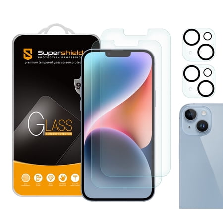 Supershieldz Anti Glare (Matte) Tempered Glass Screen Protector Designed for Apple iPhone 14 Plus (6.7 inch) + Camera Lens, Anti Scratch, Bubble Free (2 Pack)