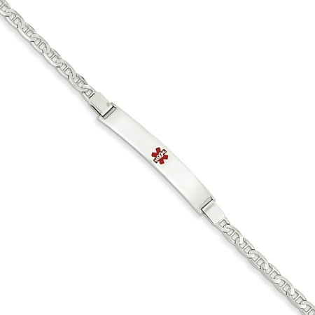 White Gold Medical Jewelry Bracelet - 14k White Gold 7in Medical Jewelry ID Bracelet