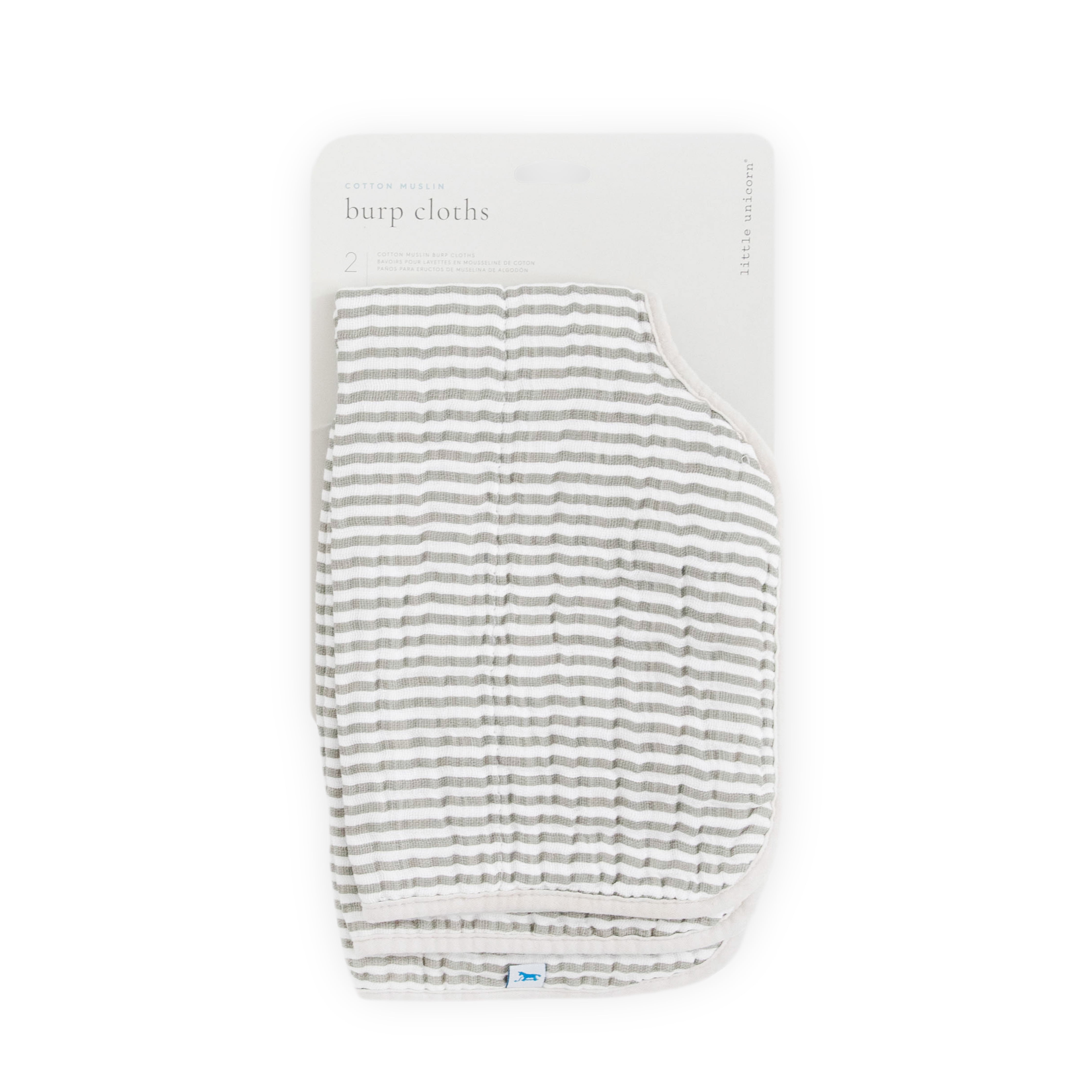 Cotton Muslin Burp Cloth 2pk - Grey Stripe