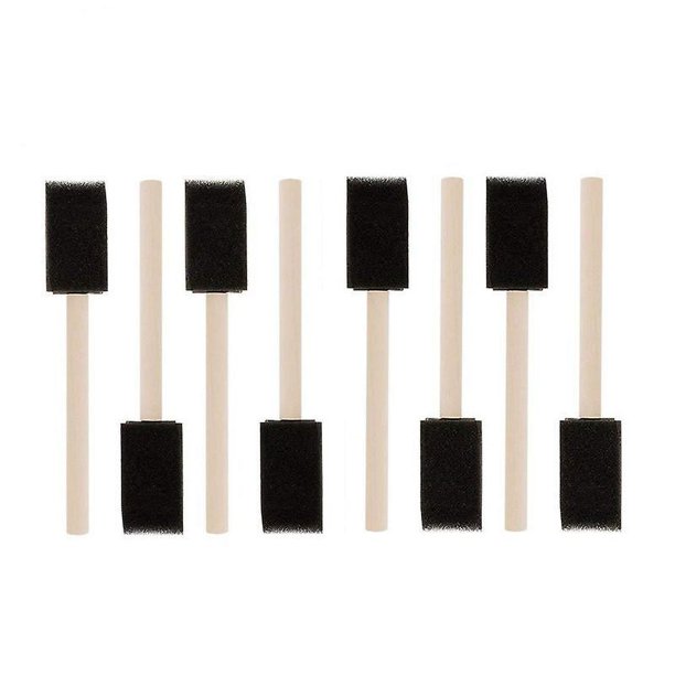 Juego de pinceles de pintura con mango de madera y esponja de espuma (paquete de 50): ligero, duradero e ideal para acrílicos, tintes, barnices y manualidades