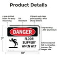 thumbnail image 2 of (2 Pack) Floor Slippery When Wet OSHA Danger Sign 10 Inch X 7 Inch Indoor / Outdoor Rust-Free Aluminum Metal Signs for Workplace, Workshop, and Construction Site, Made in the USA, 2 of 8