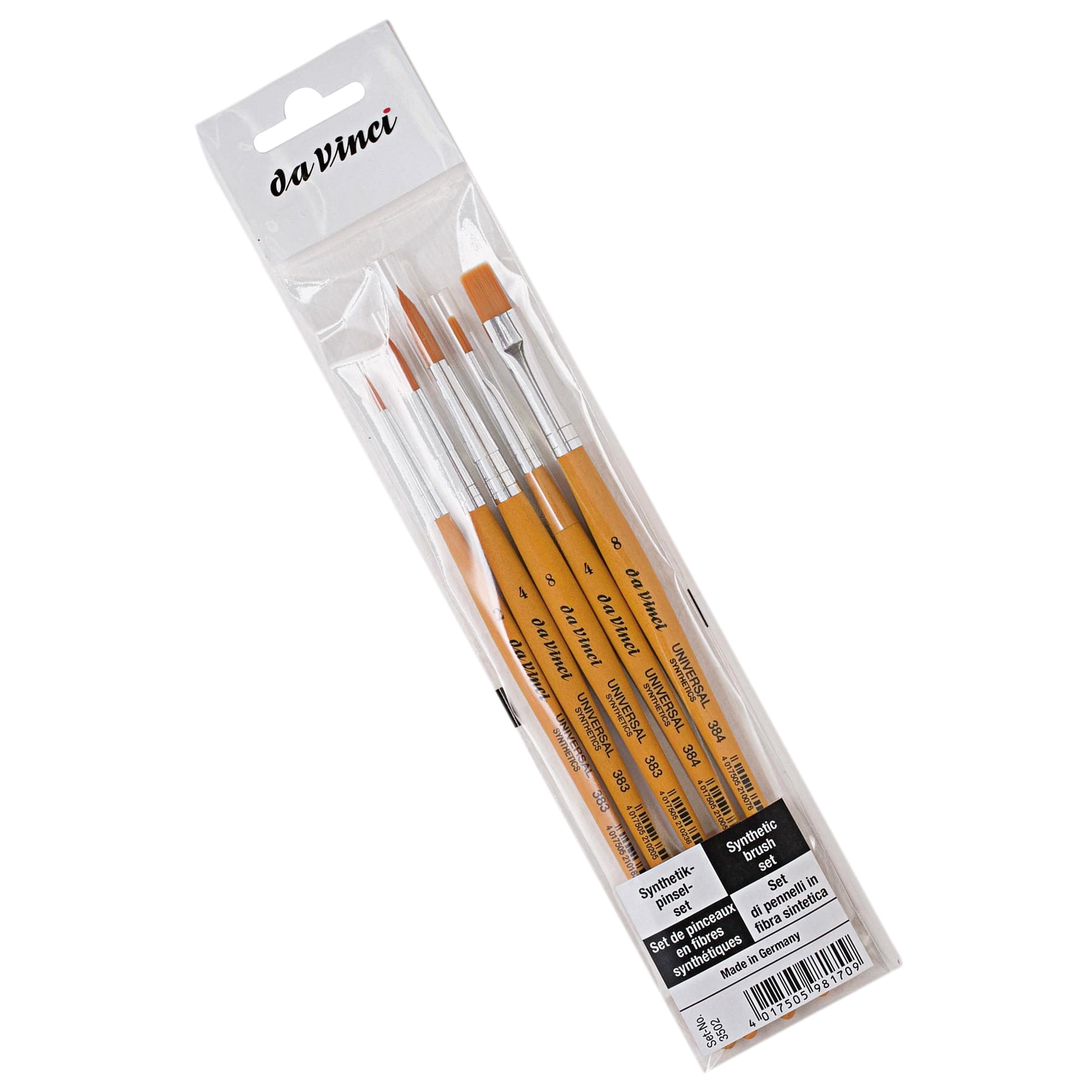 da Vinci UNIVERSAL School Brushes, Synthetic, All Paint Types, Assorted, 5 Brush Set