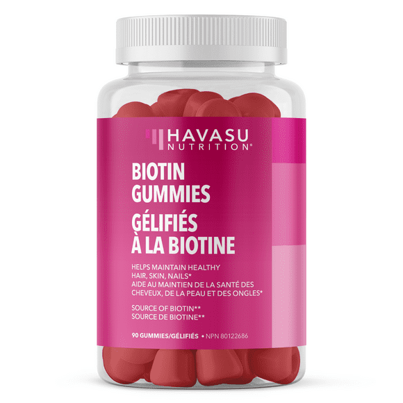 Biotin Gummies for Women | Hair Skin Nails Vitamins| Hair Growth Supplement | Gluten Free Vegan Beauty Gummies | 90 Strawberry Gummies by Havasu