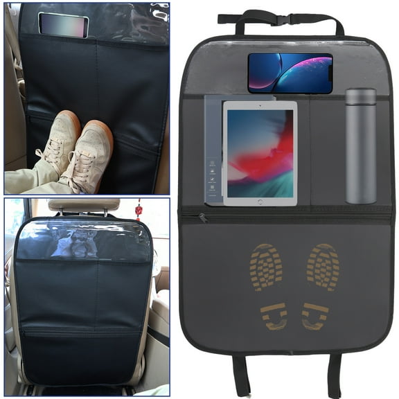 Yiyasu Kick Mat Pad Car Seat Back Organizer Storage Holder Shelf Pocket PU Leather