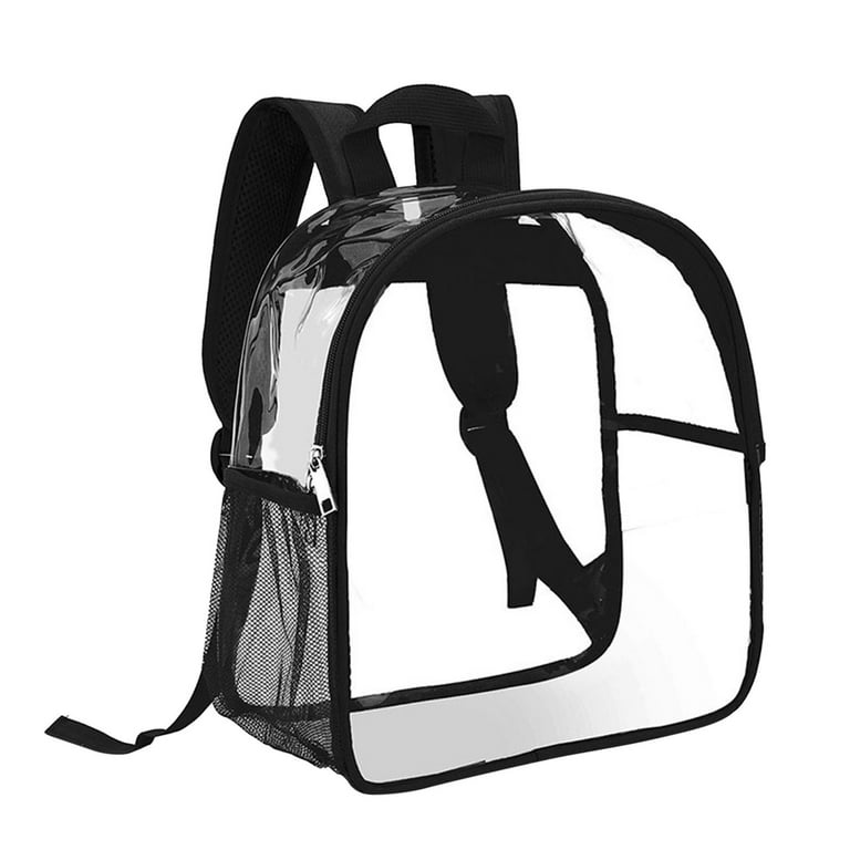 Yyeselk Clear Backpack Heavy Duty Thick PVC Transparent Backpack with  Leather Trim Large Capacity See Through Backpack