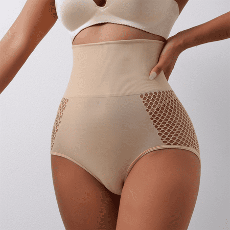 Fulorrnie Underwear for Women Plus Size High Waist Tummy Control Panty Sport Thong Seamless Elastic Panties  Light Yellow  L