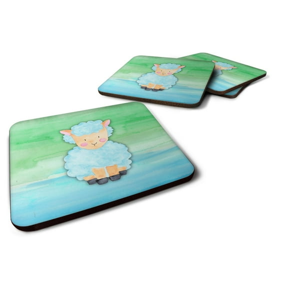 Sheep Lamb Watercolor Foam Coaster Set of 4