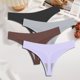 thumbnail image 3 of FINETOO-ropa interior de satén de seda sin costuras para mujer, tangas de cintura baja, Bikini Sexy de Color sólido, lencería íntima elástica, 4 piezas, 3 of 5