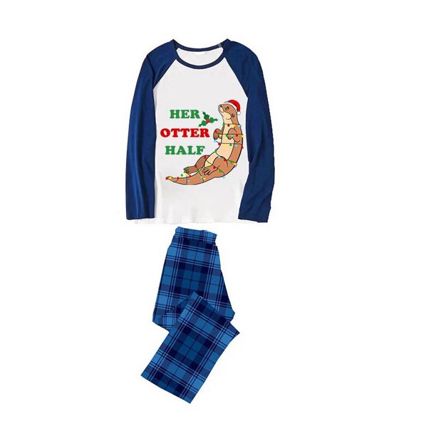 Pareja Pijamas Navideños A Juego Conjunto De Pijama Medio Loungwear Su Nutria Verde