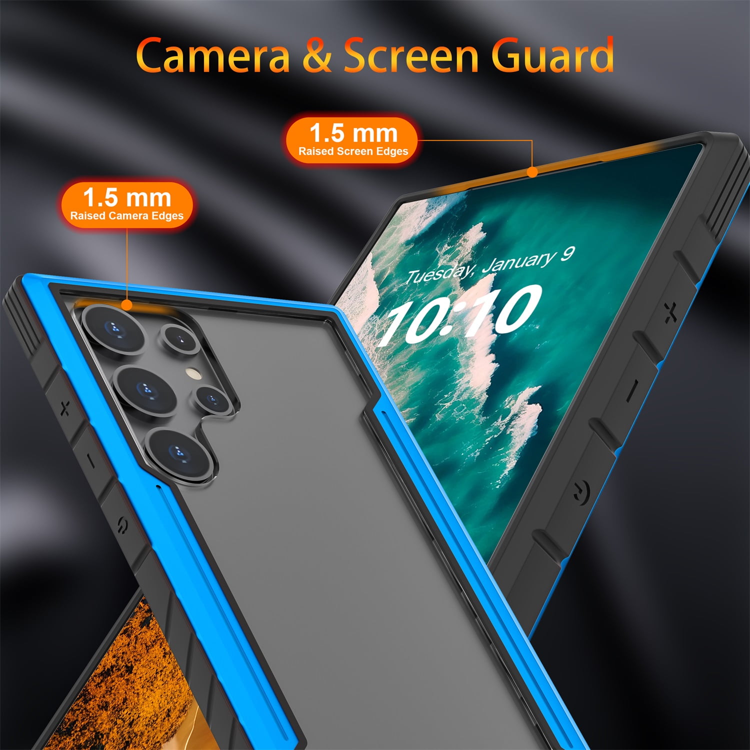 JTCASES for Samsung Galaxy S23 Case 6.1" 5G Phone 2023, Military Grade Shockproof Impact Resistant Corners Wireless Charging Non-Slip Grip Cover, Blue