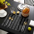 thumbnail image 3 of Black Striped Placemats Set of 4, Modern Abstract Art Geometric Stripes Placemats for Dining Table, Place Mats for Kitchen Tabletop, Waterproof Wipeable Dining Table Mats Set, 3 of 9