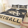 thumbnail image 3 of jejeloiu Rugby Sport City Full Size Sheets,Black Football Helmet Bed Sheets For Boys Teens 4pcs, 3 of 7