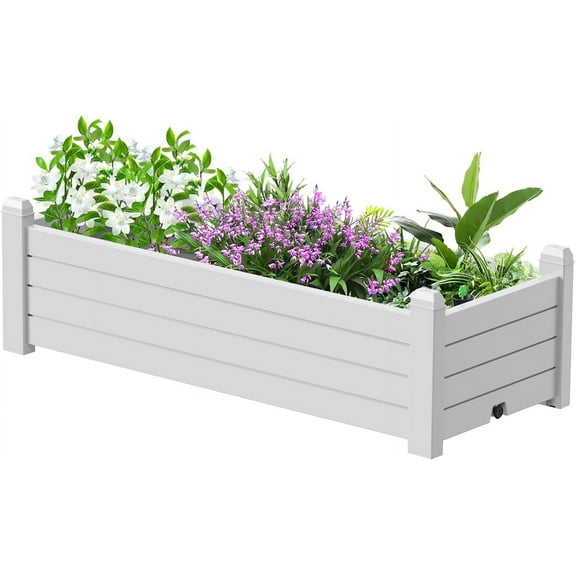 Horticulture Garden Bed, Divisible Resin Planter Box for Backyard, Patio, Balcony, with 4 Legs and 4 Swivel Lockable Wheels