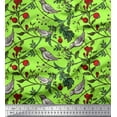 thumbnail image 1 of Soimoi Cotton Jersey Fabric Bird & Leaf Bird Print Fabric by the Yard 58 Inch Wide, 1 of 1