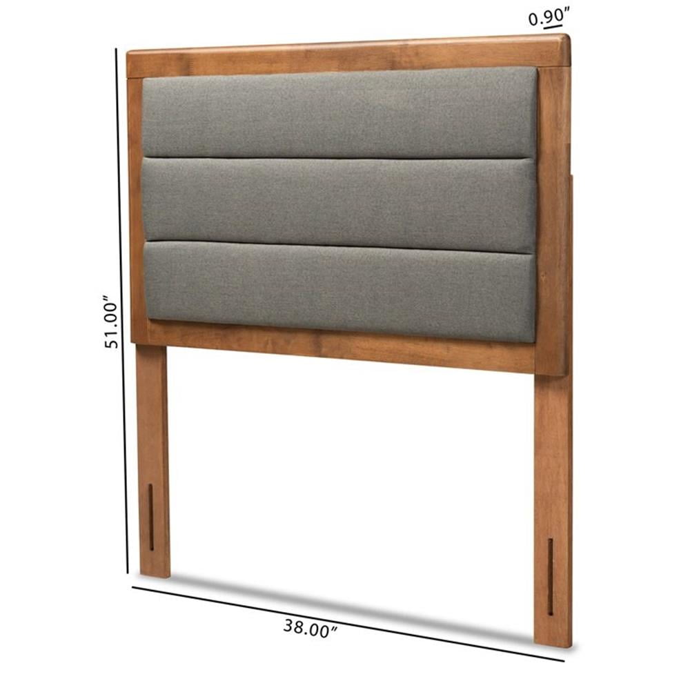 Baxton Studio Dexter Modern and Contemporary Dark Grey Fabric  and Walnut Brown Finished  Twin Size Headboard,Wholesale