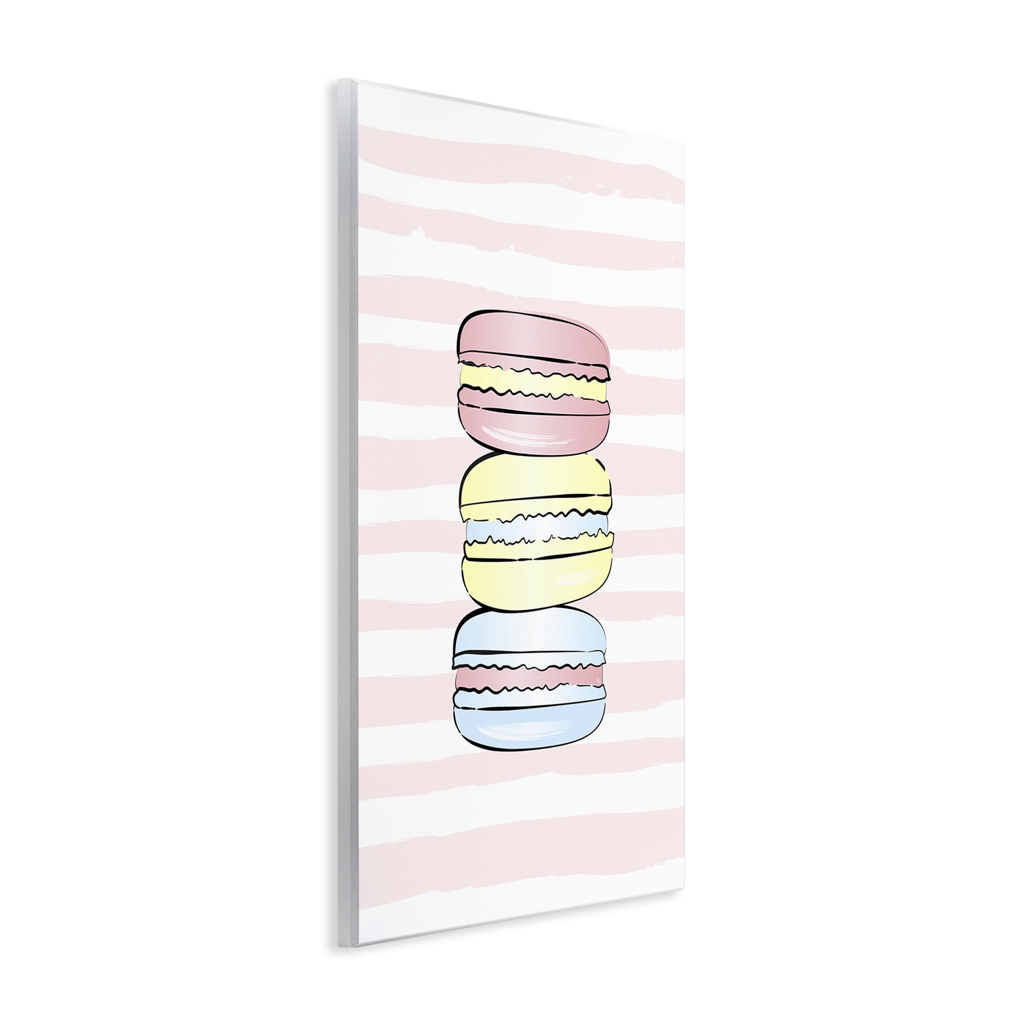 Stupell Industries Pink Stripes Macarons Food & Beverage Painting Unframed Art Print Wall Art, 13 x 19