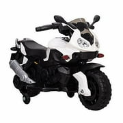 Tamco Sports Electric Motorcycle Ride On Toy with Training Wheels in White
