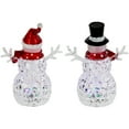 thumbnail image 5 of Northlight Lighted Acrylic Snowmen Christmas Decorations - 9" - LED Multicolor Lights - Set of 2, 5 of 7