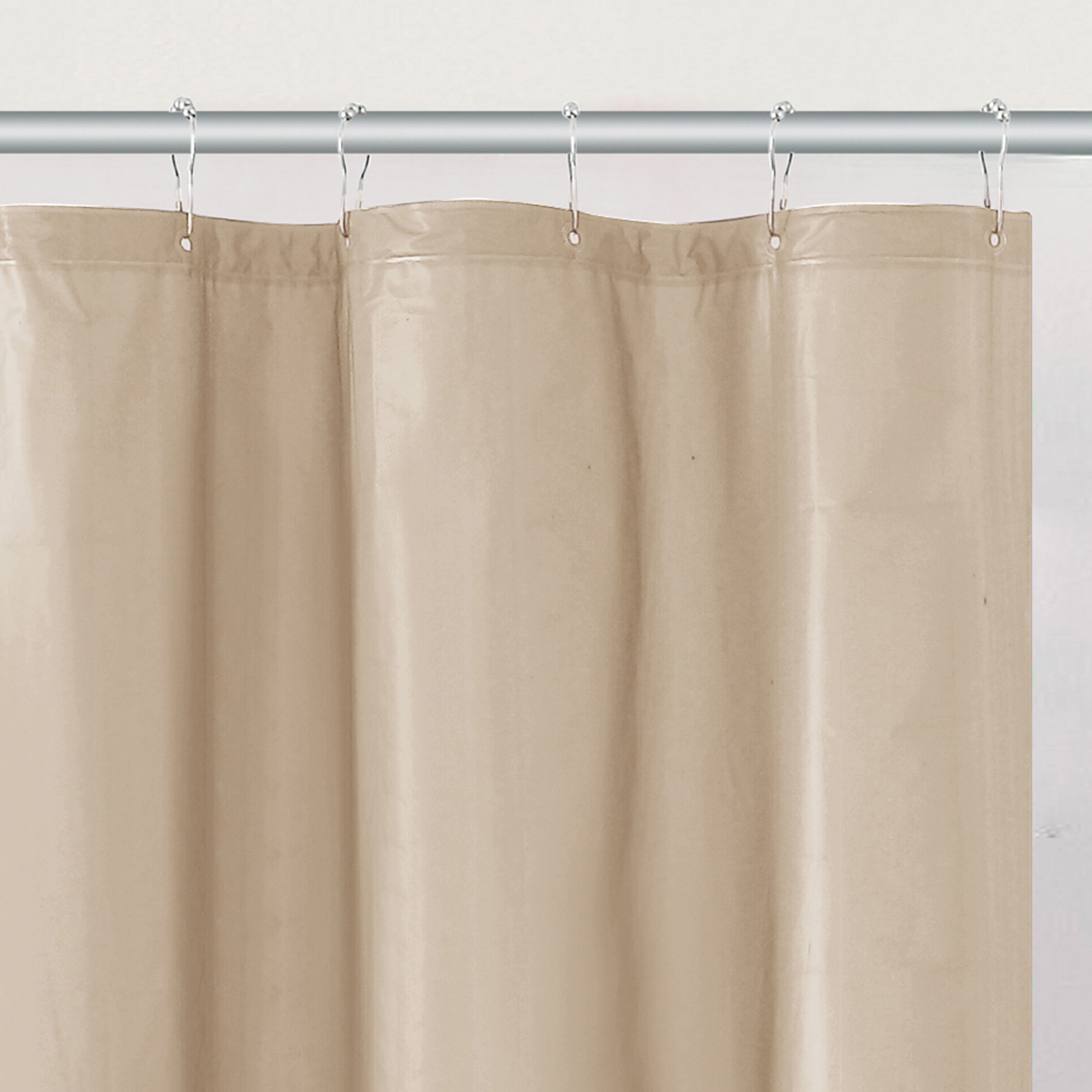 Beverly Hills Polo Club Solid Taupe 3-Gauge PEVA Shower Liner, 72" x 72"