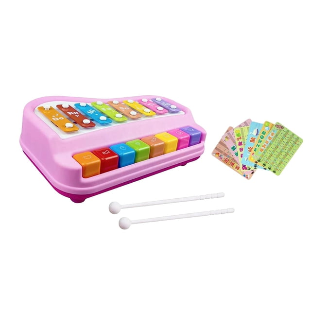 Piano de Juguete 2 en 1 CUTICAT Xilófono Rosa Instrumentos de Aprendizaje Musical para Niños de 0