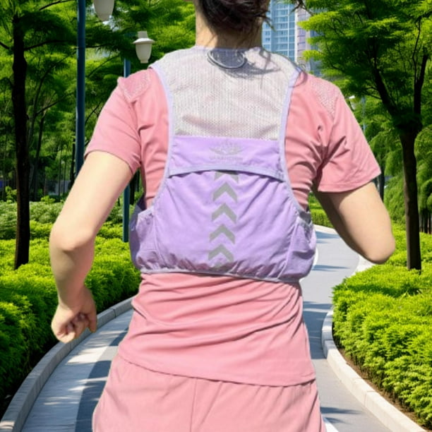 Chaleco de hidratación reflectante y transpirable para correr, ciclismo y deportes Púrpura