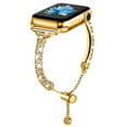 thumbnail image 2 of ELEHOLD Luxury Women Bling Slim Metal Bracelet Strap with Rhinestone Replacement Band Compatible for Apple iWatch Series SE/9/8/7/6/5/4/3/2/1 41/40/38mm,Gold, 2 of 6