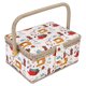 thumbnail image 1 of Cesta De Costura Hecha A Mano para Manualidades De Tela para El Hogar, Caja Organizadora De Almacenamiento De Agujas De Hilo, Caja De Almacenamiento para Kit De Costura con Bandeja Extraíble(Orange), 1 of 9