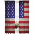 thumbnail image 2 of Sheer Curtains 84 Inches Long, American Flag Light Filtering Window Curtains for Living Room/Bedroom, USA Flag Retro Rod Pocket Voile Sheer Curtain Drapes, 52"W x 84"L, 2 Panels, 2 of 8