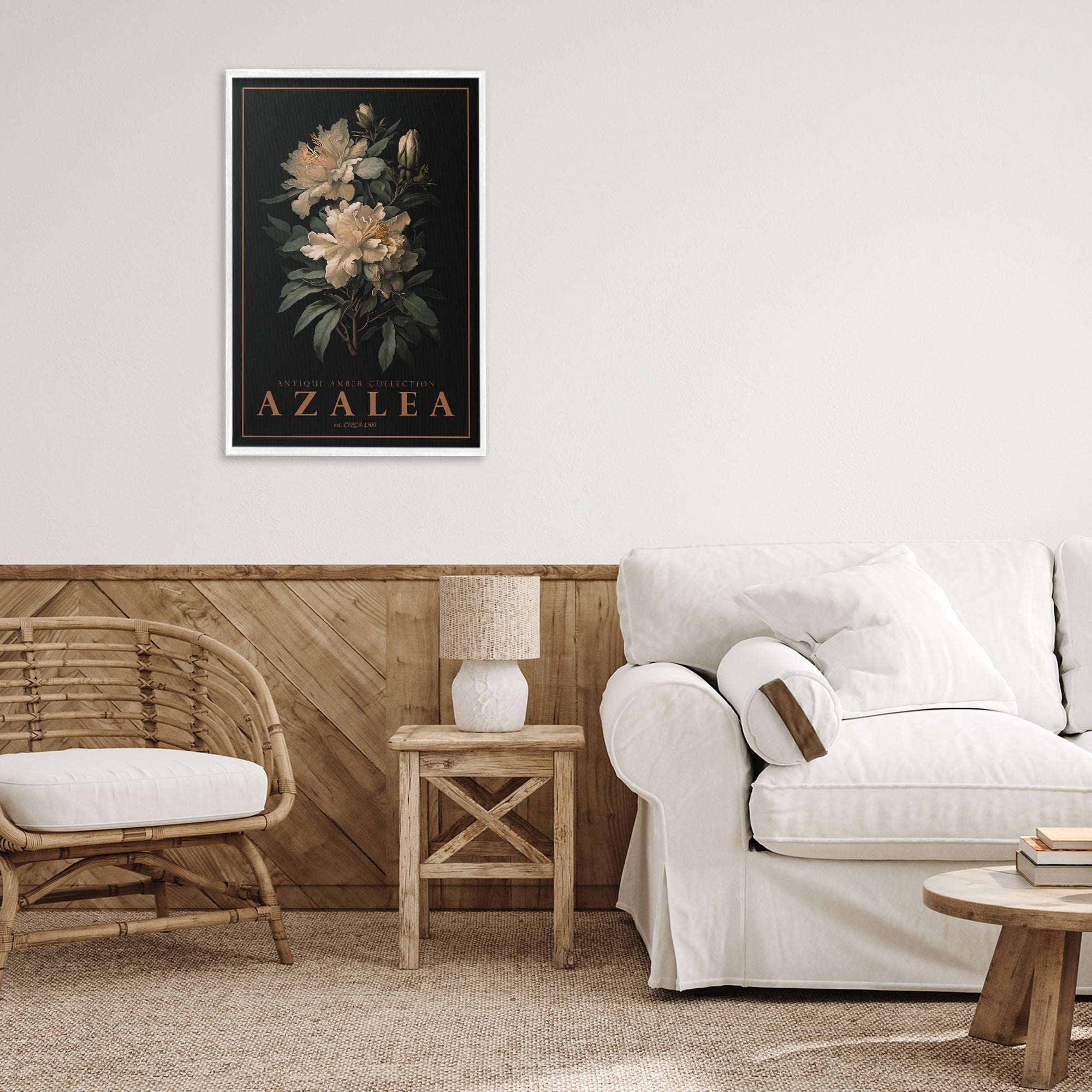 Stupell Industries Antique Azalea Light White Framed Giclee Art, design by Chris Giampietro