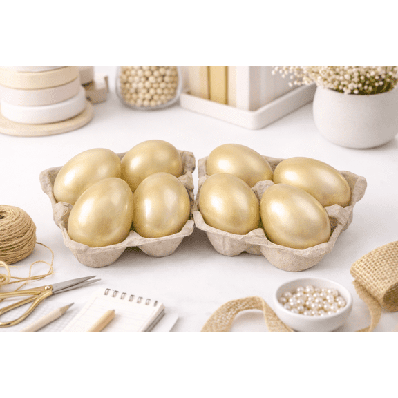 Lt Gold Decorative Craft Eggs, 2-Pack – Shatterproof Faux Eggs for DIY, Floral & Seasonal Décor