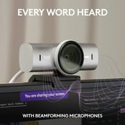 Logitech MX Brio Ultra HD 4K Collaboration and Streaming Webcam, 1080p at 60 FPS, Dual Noise Reducing Mics, Show Mode, Pale Gray
