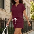 thumbnail image 7 of akafmk 2 Piece Outfits for Women Short Sleeve Loungewear Set Button Pocket Tees and Drawstring Shorts SweatSuits with Pockets Fashions Summer Outfit, 7 of 7