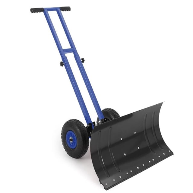 Ourlova Pelle à Neige Roulante Robuste 29 X 14 Po avec Roues, Angle et Hauteur Réglables à 5 Positions, Pousse-Neige Compact à Doubles Accoudoirs (Bleu + Noir)