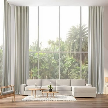 3S Brother's Extra Long Room Darkening 240" Length Faux Velvet White Curtain Drapes - Hanging Back Tab 5-25 Feet Custom Made ( 1 Panel ) - Made in Turkey (52"Wx240"L)