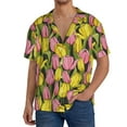 thumbnail image 3 of Xecao offers the Tulips Flowers for Men's Casual Short-sleeved Shirt, a button-up collared shirt with a pocket, perfect for beach vacations and yacht travel in the XX-Large size., 3 of 7