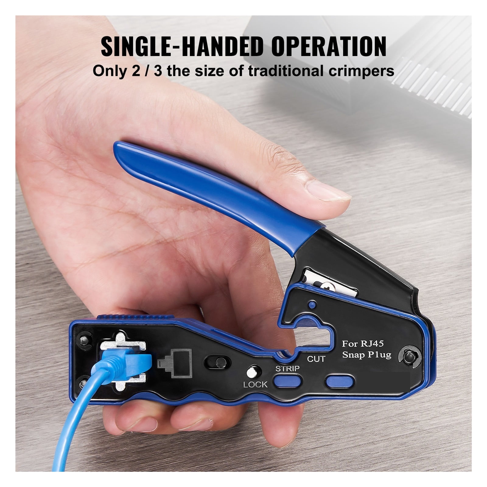 Crimping Tool RJ45/Cat5e/Cat6/Cat6a Ethernet Crimper Crimp Pliers For 8-Pin Modular Plugs, With Mini Wire Stripper ,Professional Tools