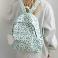 thumbnail image 6 of Cat Print School Backpack, Cute Aesthetic Backpack with Drawstring Side Pockets&Pendant, Lightweight Breathable Bookbag for Shopping Work Dating Daily Use, Green, 6 of 9