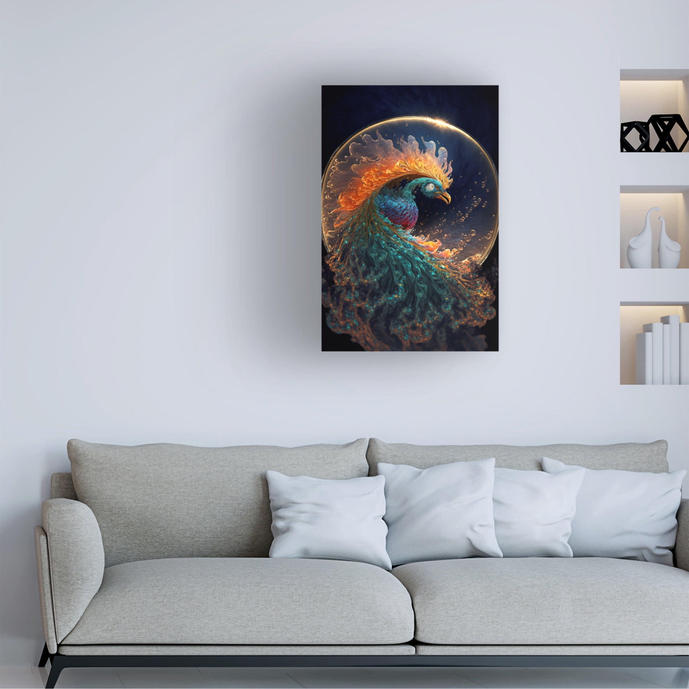 Canvas Wall Art - Ray Heere 'Proud Peacocks 12' Wall Art for Living Room, Bedroom, or Office Décor by Trademark Fine Art - 30 x 47 Inches
