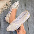 thumbnail image 5 of Domuza Women's Sequins Lace Ballet Flats, Soft Flexible Non-Slip Flat Shoes, Summer Breathable Mesh Slip-on Round Toe Casual Shoes for Walking, Office and Party Gold 6.5（EU-37）, 5 of 6