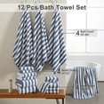 thumbnail image 3 of Smuge 12 Pcs Stripe Family Bath Towels Set - 4 Bath Sheet Towels, 4 Hand Towels, 4 Washcloths, Microfiber Soft Shower Towel for Bathroom Gym Spa(Purple Blue), 3 of 9