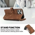 thumbnail image 6 of Jiahe Cover for iPhone 13 Pro, Mulit-Function Wallet Case,Flip Leather Zipper Card Holder Stand with Adjustable Shoulder Strap Full Body Protection Case Cover, brown, 6 of 7