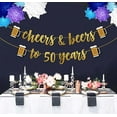 thumbnail image 3 of Inkdotpot Pre Strung Cursive Bunting Flags Cheers & Beers to 50 Years Metallic Gold Party Wall Decor Birthday Banner Sign Photo Prop, 3 of 5