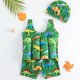 thumbnail image 5 of Traje de baño de una pieza para mujer, conjuntos de bikini para mujer de 1 a 5 años, traje de baño infantil con tirantes estampados y mangas inflables., 5 of 5