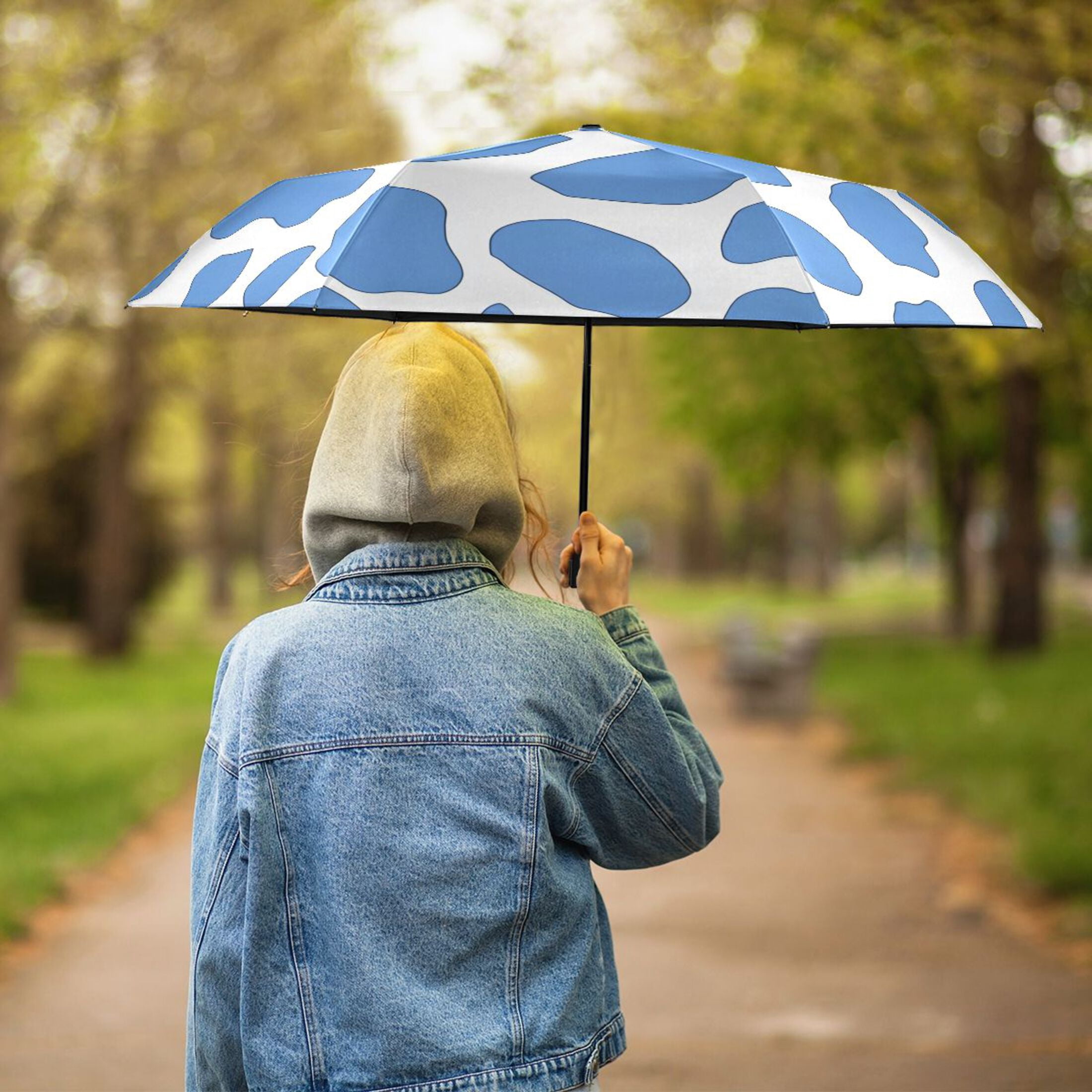ALAZA Leopard Pattern-a1 UPF 50+ Compact Folding Umbrella for Rain Travel Umbrella Packable