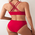 thumbnail image 3 of XMMHHG Chic High Cut Solid Color Sexy Bikini Set with V Neck Straps - Stylish Women‘s Swimwear & Clothing, 3 of 5