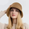thumbnail image 3 of Womens Knit Buckle Hat Braided Floppy Winter Warm Fisherman Foldable Sun Bowler Hat Khaki, 3 of 5