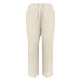 thumbnail image 6 of Kaemgyyd Women's Pants Cotton Linen High Waist Ankle Length Pants Lightweight Side Slit Straight Leg Beach Vaction Clothes, 6 of 7