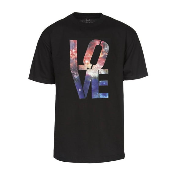 Mens Black Short-Sleeve Galaxy Love T-Shirt - Large
