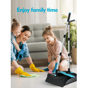 FVSA Broom and Dust Pan Combo,Steel Broom and Dustpan Set for Home,Dust Pan with 56.9 Long Handle