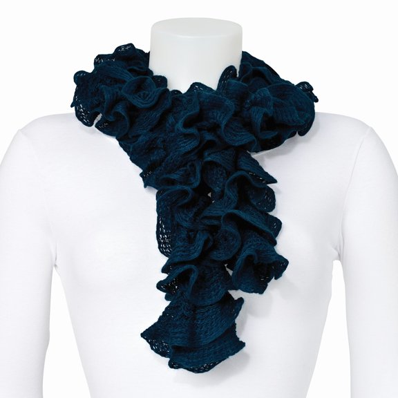 FB Jewels Dark Blue Knitted Frill Fashion Scarf